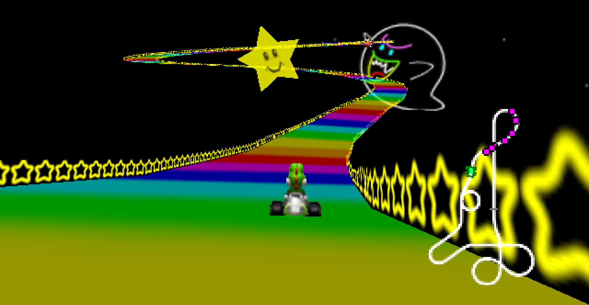Illustration for article titled The History Of Rainbow Road Speedrunning Is Filled With Bugs, Shortcuts, And Rivalries